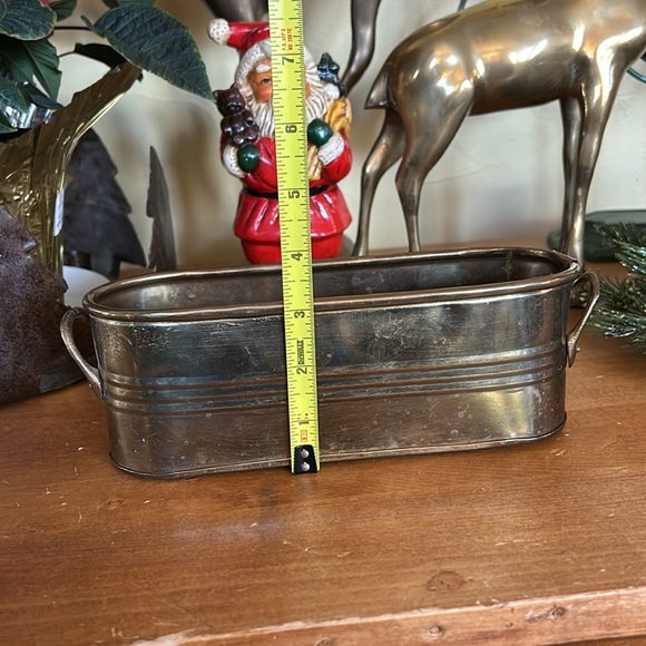 VINTAGE Brass Planter Oval Container Planter - Picture 10 of 11
